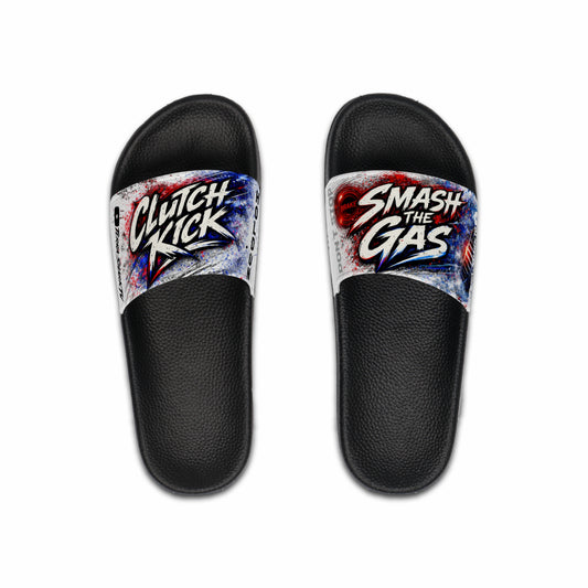 "Clutch Kick / Smash the Gas" Graphic Pool Slides for Men
