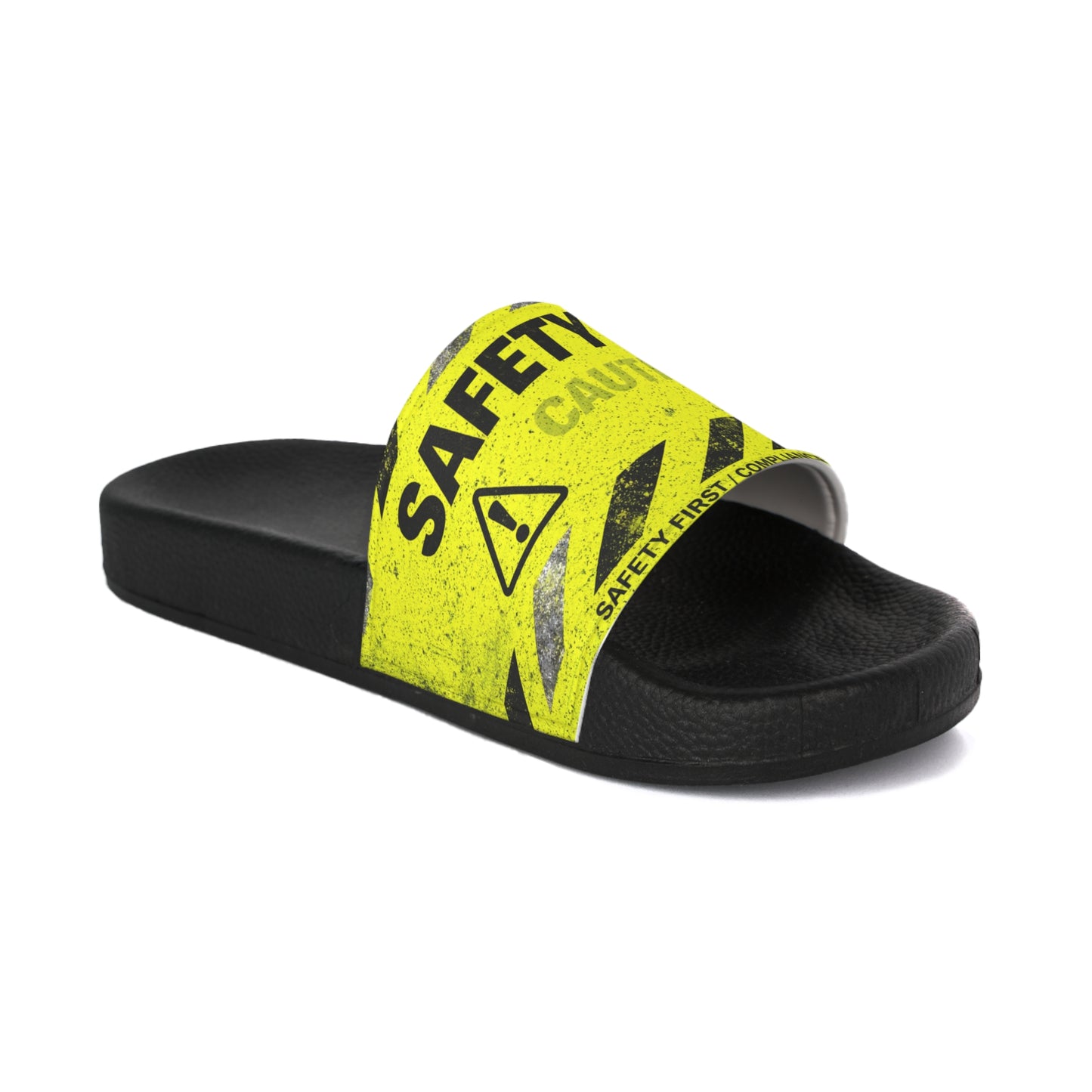 Safety Sandals — Yellow Caution Tape Men’s Slides