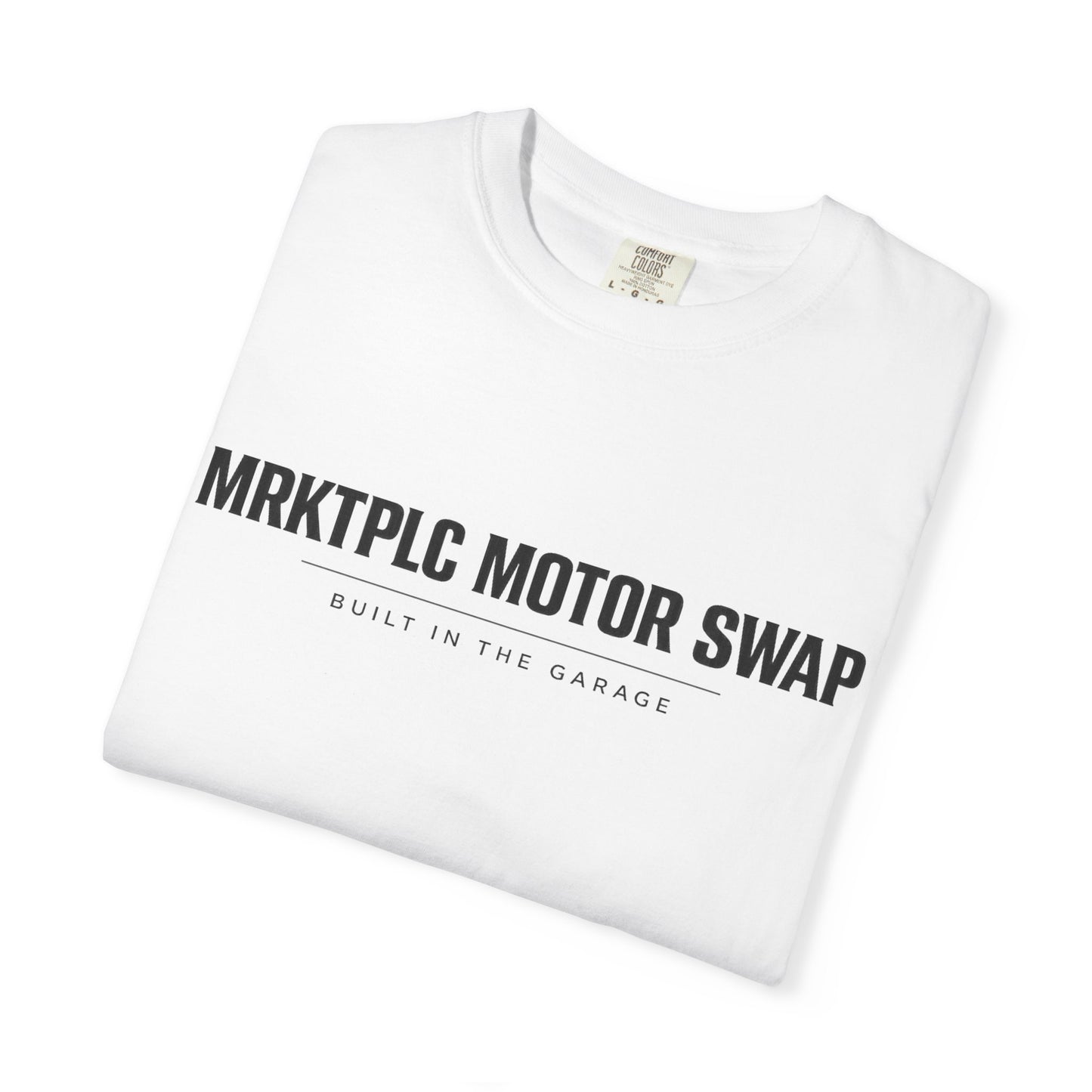 Engine Artwork Tee — "MRKTPLC MOTOR SWAP" Graphic T-Shirt (Terra-SharkTV)