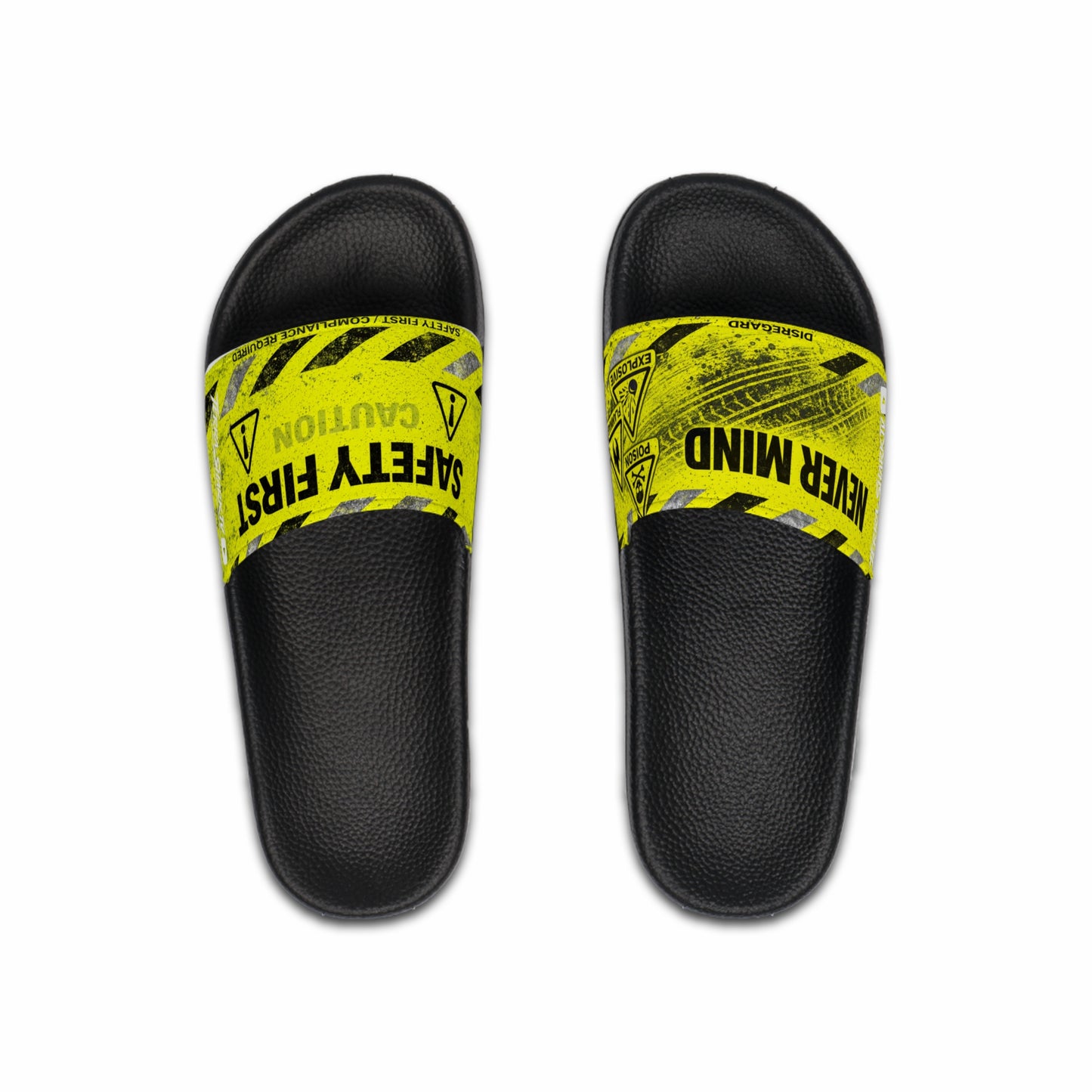 Safety Sandals — Yellow Caution Tape Men’s Slides