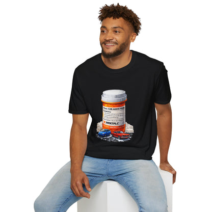 T-Shirt — “Car Addiction” Prescription Bottle Graphic Tee